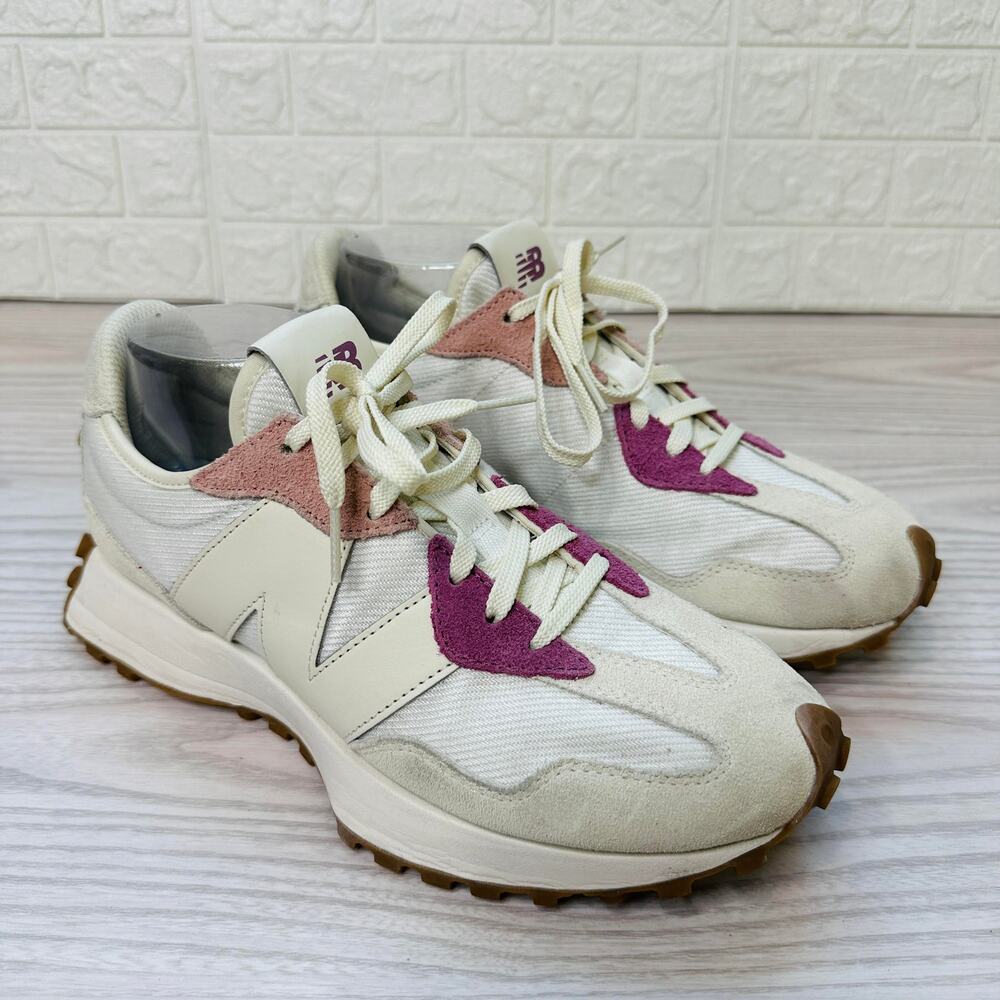 New Balance 327 WMNS 10 Cream Purple Suede Nylon Retro Runner Y2K Streetwear